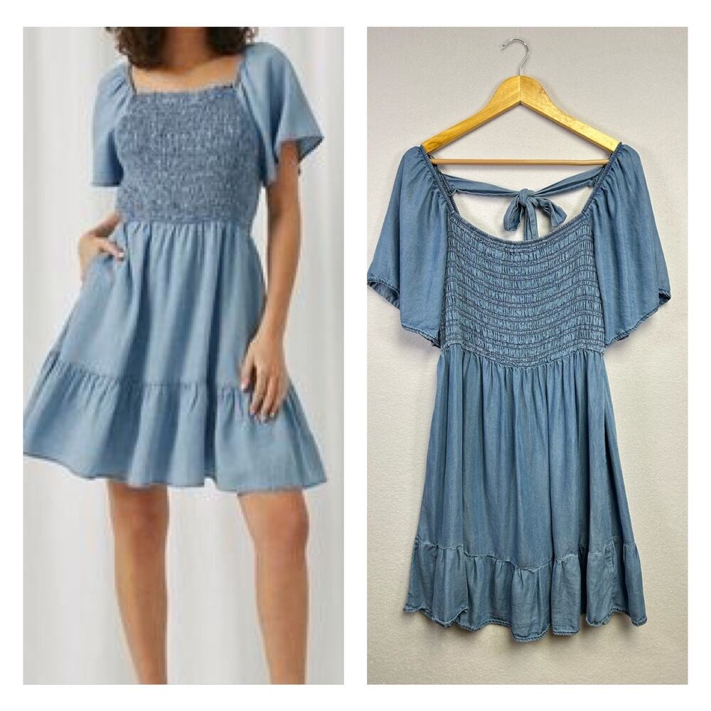 Sweet Wanderer Light Blue Smocked Mini Dress